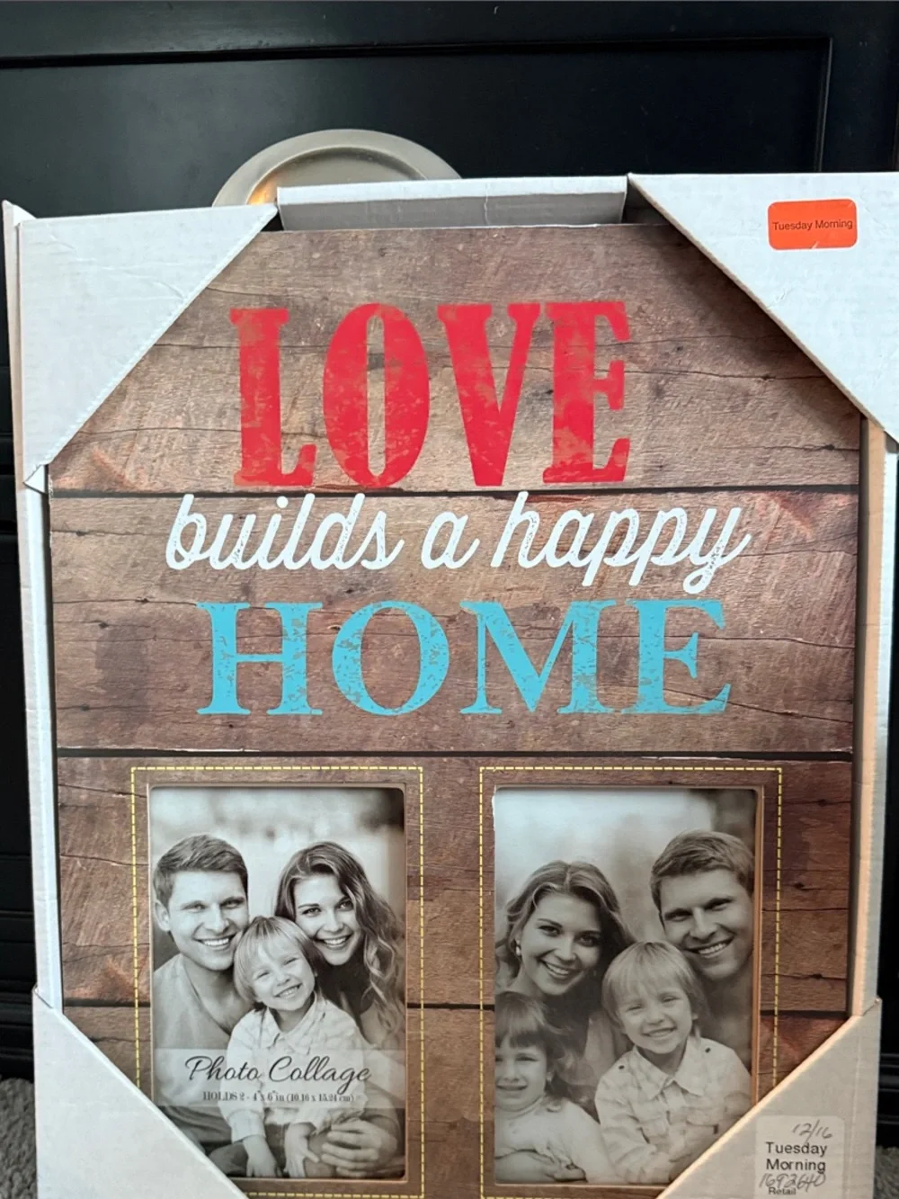 Brand New “Love Builds a Happy Home” Wood-Style Photo Collage Frame